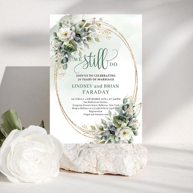 Invitation de renouvellement de vœux Fraîche Végét (Fresh Bohemian Greenery We Still Do Invitation)