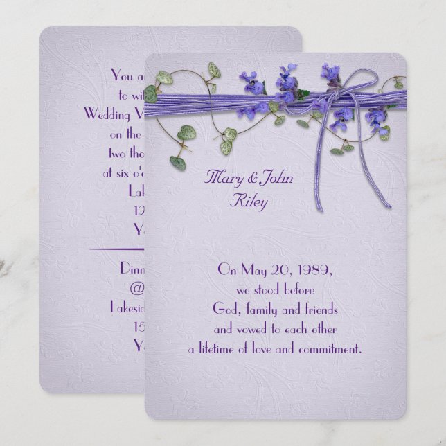 Invitation de renouvellement de voeux mariage en r (Devant / Derrière)