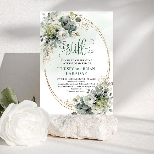 Invitation de renouvellement de vœux Rustique Bota (Rustic Botanical Green We Still Do Invitation)