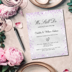 Invitation de renouvellement voeu violet argent bu