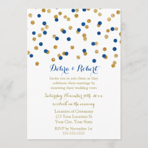 Invitation de renouvellement Vow Confetti en or bl