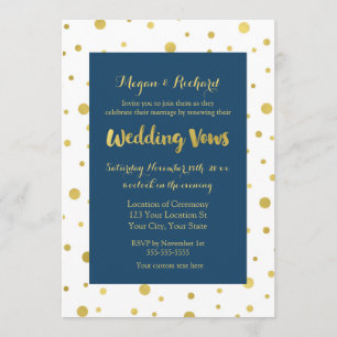 Invitation de renouvellement Vow Confetti en or bl