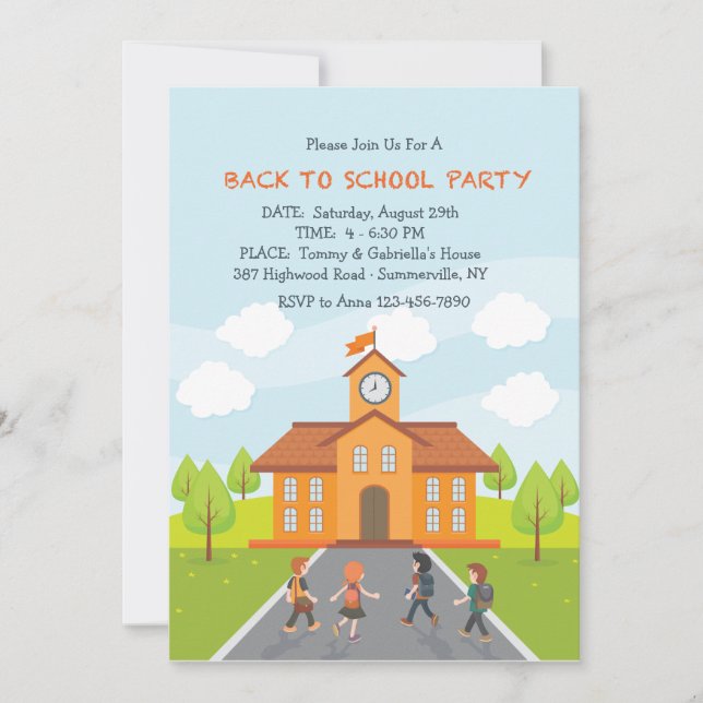 Invitation de rentrée scolaire (Devant)