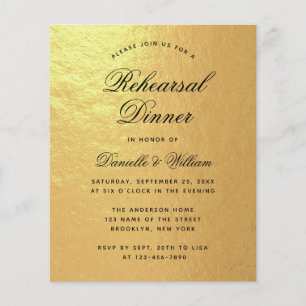 Invitation de répétition de dîner à budget en feui