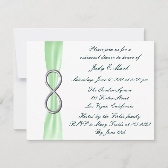 Invitation de répétition de dîner de mariage Green (Devant)