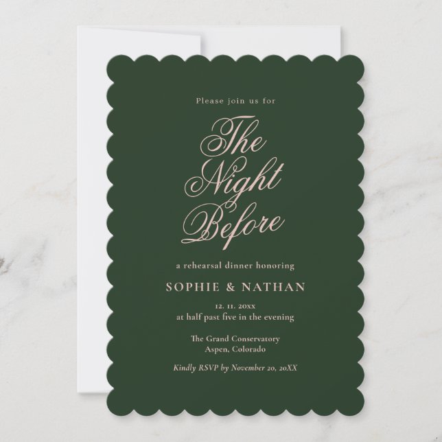 Invitation de répétition de dîner en noir et vert  (Devant)