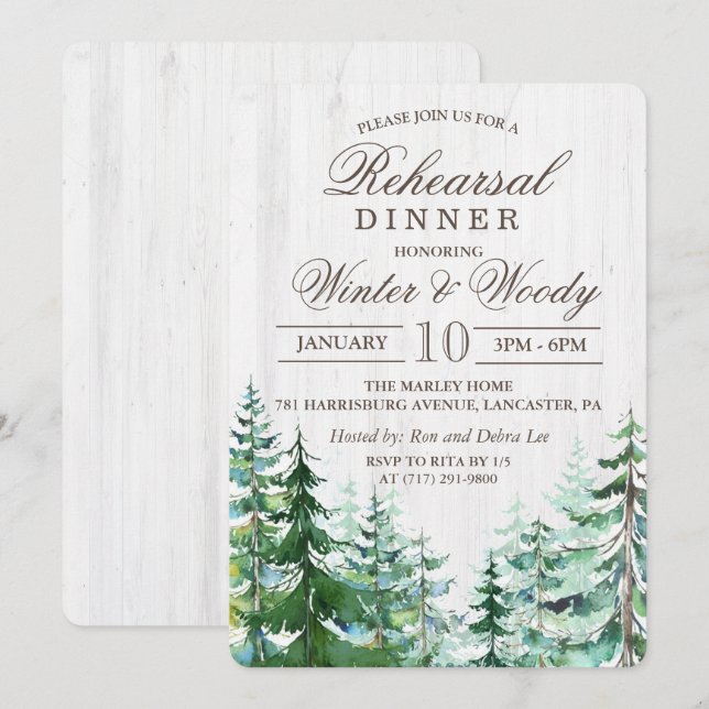 Invitation de répétition de l'arbre de la forêt ru (Devant / Derrière)