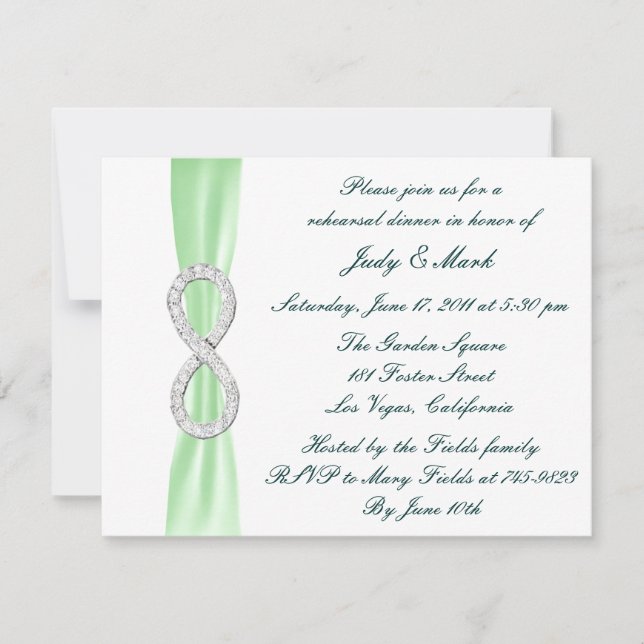 Invitation de répétition de mariage Green Infinity (Devant)