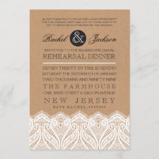 Invitation de répétition de mariage rustique de ca