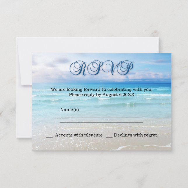 Invitation de réponse à un mariage sur la plage (Devant)