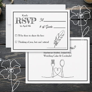 Invitation de réponse de mariage et menu de dîner