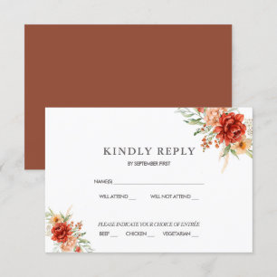 Invitation de réponse de mariage floral Bohème rus