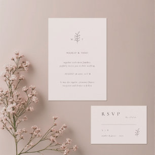 Invitation de réponse de mariage minimaliste rose