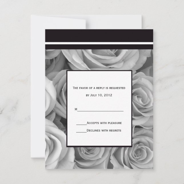 Invitation de réponse de mariage Rose (Devant)