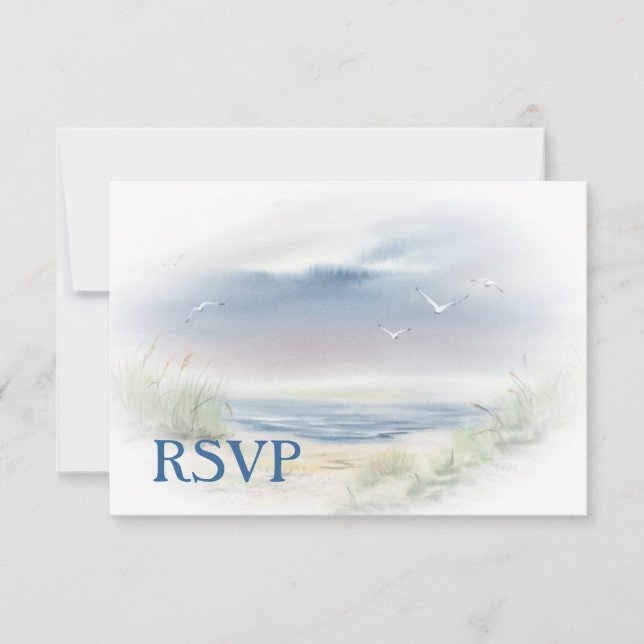 Invitation de réponse de mariage sur la plage (Devant)