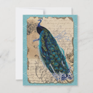 Invitation de réponse Vintage RSVP Peacock Ancient