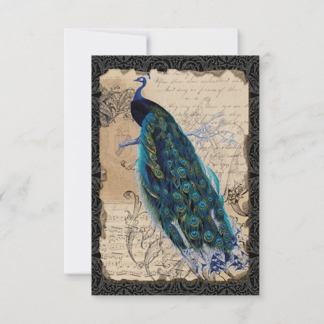 Invitation de réponse Vintage RSVP Peacock Ancient (Devant)