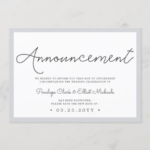 Invitation de report de Mariage minimal