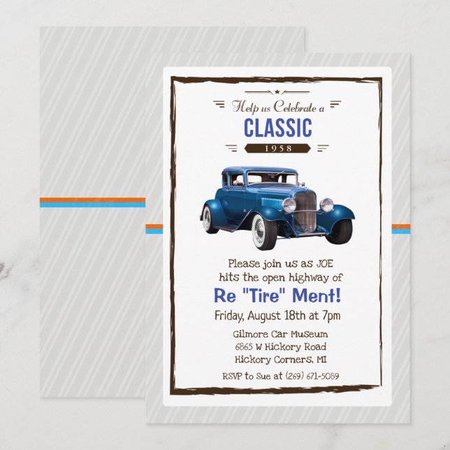Invitation de retrait de voiture classique (Devant / Derrière)