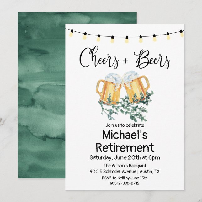 Invitation de retraite Applaudissements et Bières (Devant / Derrière)