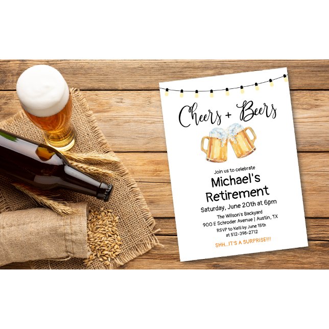 Invitation de retraite Cheers and Beers (Créateur téléchargé)