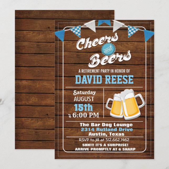 Invitation de retraite Cheers and Beers pour tout  (Devant / Derrière)