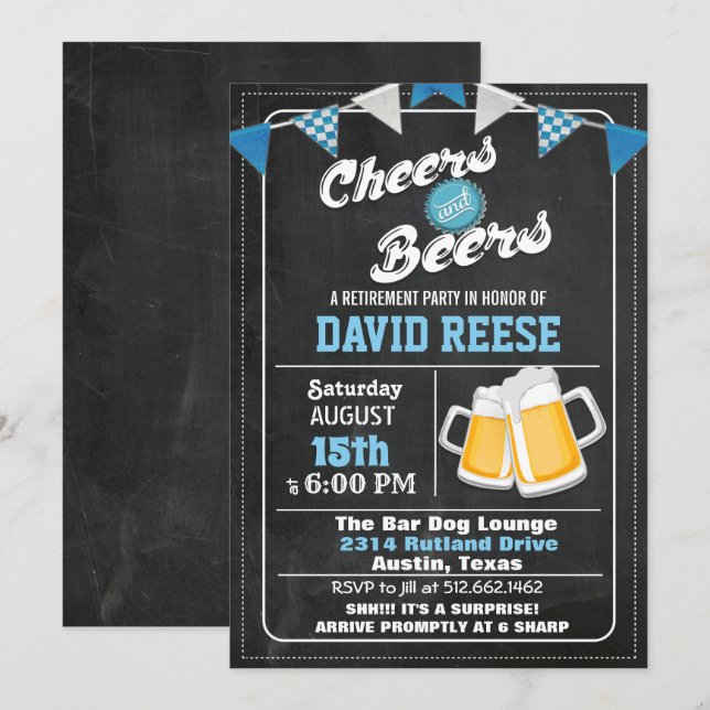Invitation de retraite Cheers and Beers pour tout  (Devant / Derrière)