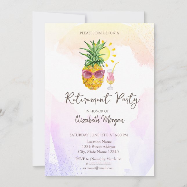 Invitation de retraite Cocktail Fantaisiste à l'an (Devant)