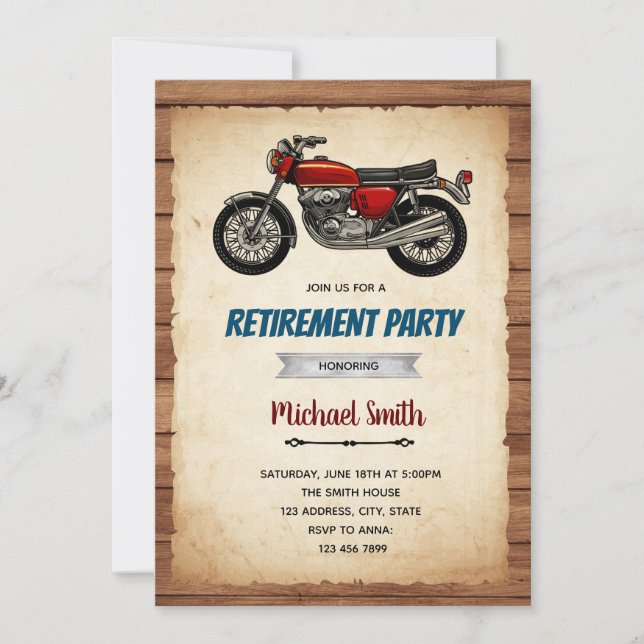 Invitation de retraite d'anniversaire de moto anci (Devant)