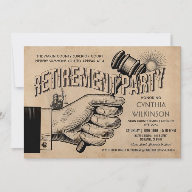 Invitation de retraite d'avocat - cru de partie (Devant)