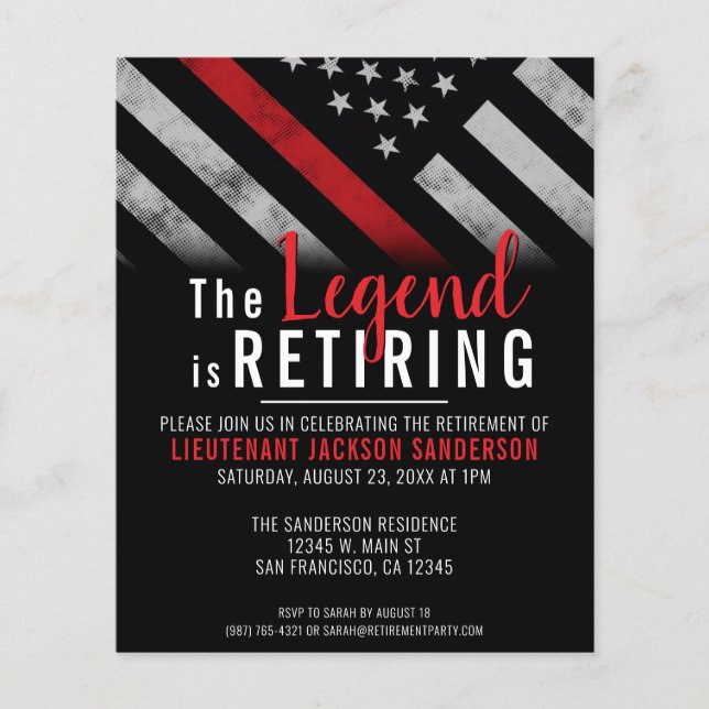 Invitation de retraite de pompier à budget (Devant)