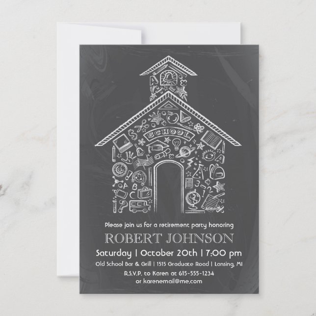 Invitation de retraite d'enseignant de l'école (Devant)