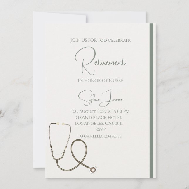 Invitation de retraite d'infirmière – Appel élégan (Devant)