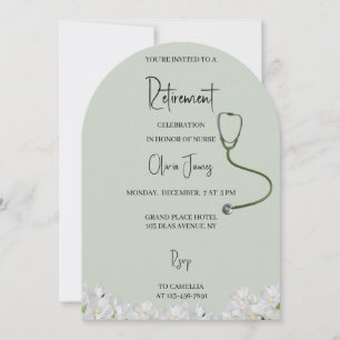 Invitation de retraite d'infirmière Fleurs Stétho