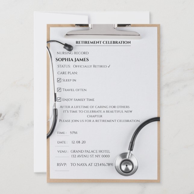 Invitation de retraite d'infirmière, Presse-papier (Devant)