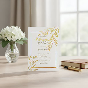 Invitation de retraite élégante en blanc avec feui