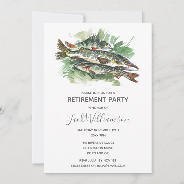 Invitation de retraite Fête de retraite | Pêche (Devant)