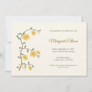 Invitation de retraite Fleur Jaune de Vigne Dorée