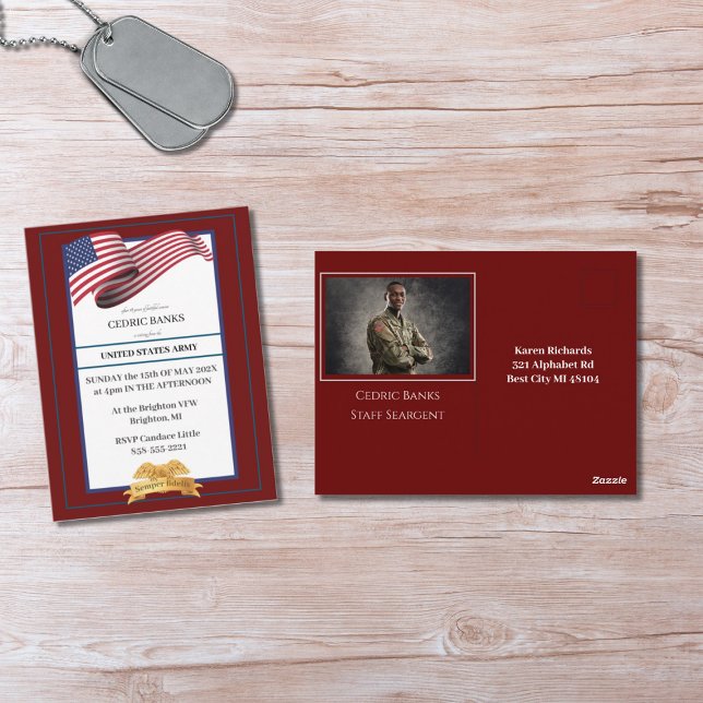 Invitation de retraite militaire avec photo et bla (Créateur téléchargé)