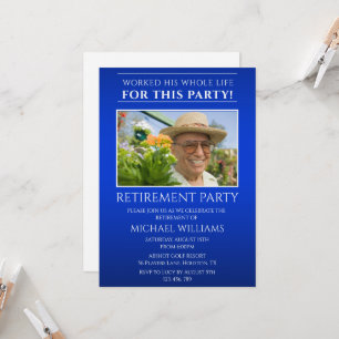 Invitation de retraite photo masculine bleu modern