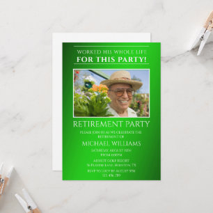 Invitation de retraite photo masculine vert modern