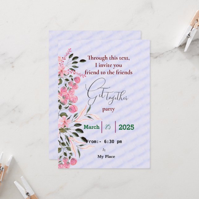 Invitation de réunion d'amis (Devant/Arrière en situation)