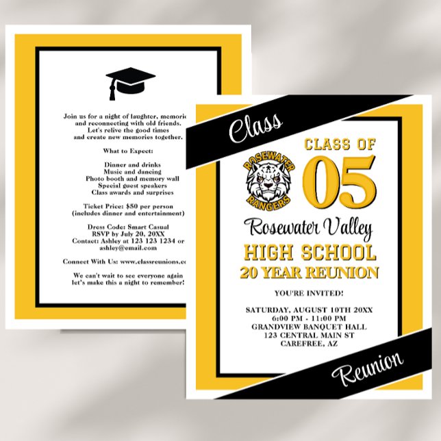 Invitation de réunion de classe Jaune Personnalisé (Créateur téléchargé)
