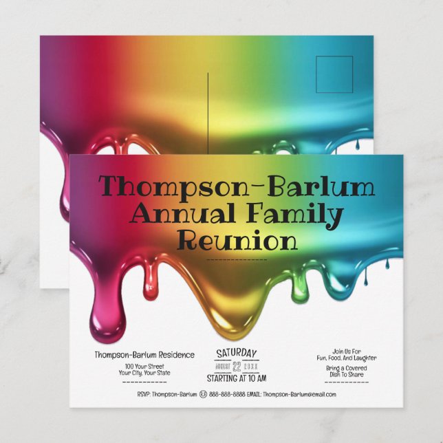 Invitation de réunion de famille Color Splash (Devant / Derrière)