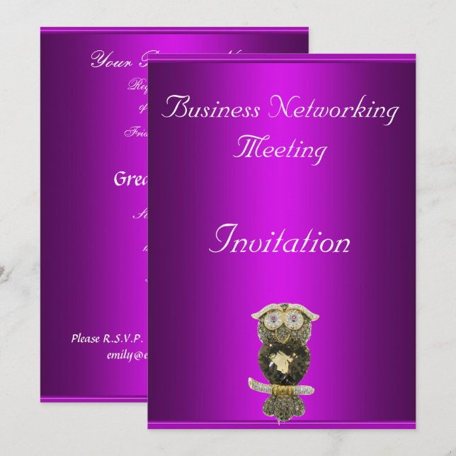 Invitation de réunion professionnelle violette Cha (Devant / Derrière)