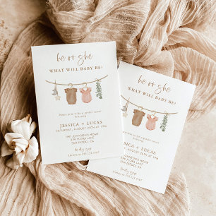 Invitation de révélation de genre   Boho Neutral G