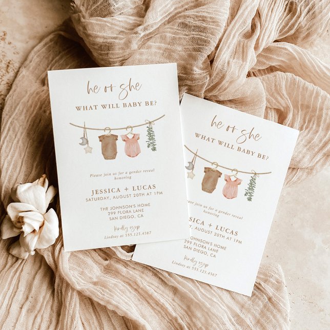 Invitation de révélation de genre | Boho Neutral G (Créateur téléchargé)