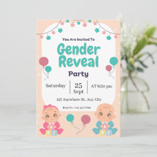 Invitation de révélation de genre mignonne beige e