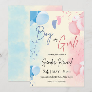 Invitation de révélation de genre mignonne rose et