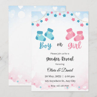 Invitation de révélation de genre Rose Bleu Mignon